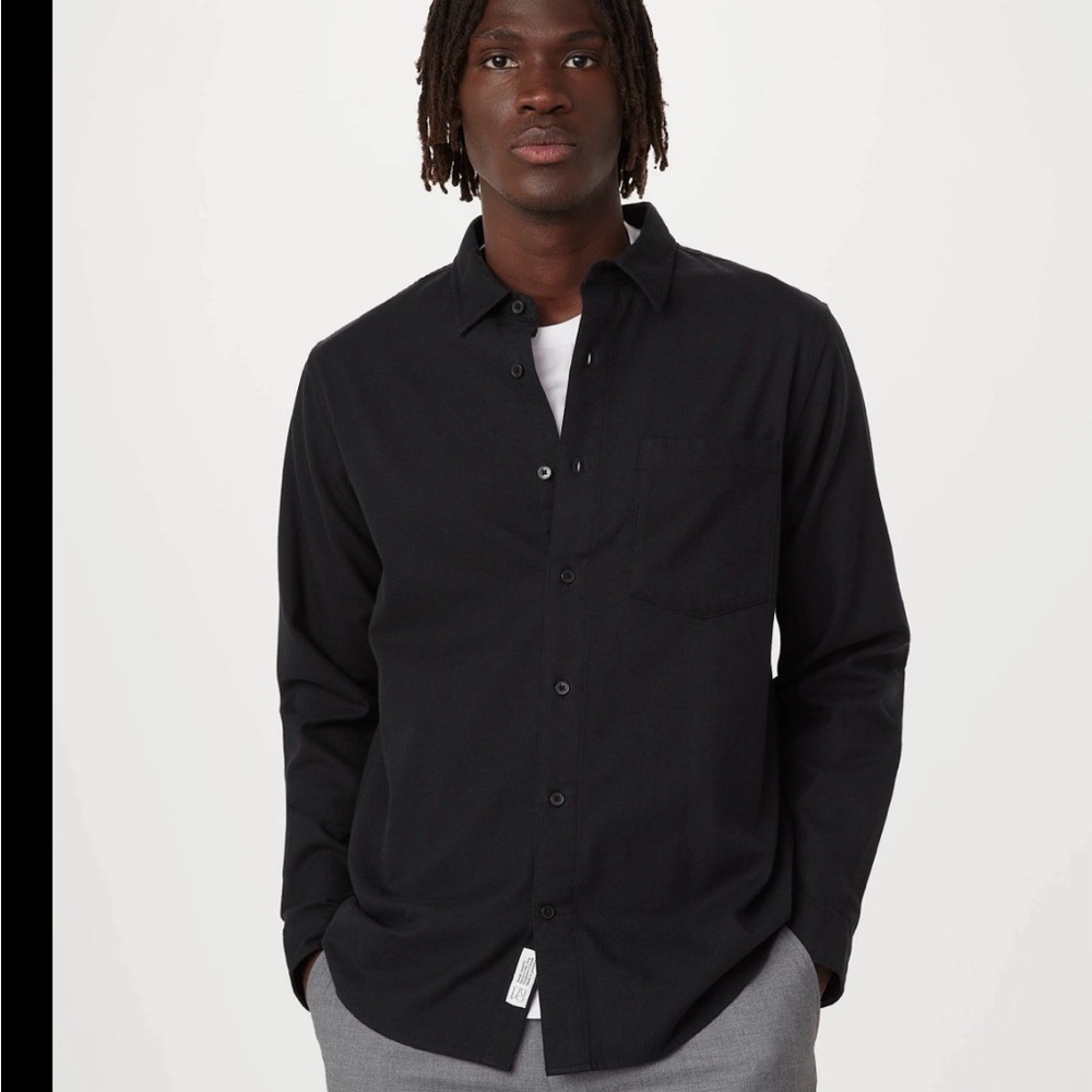 NWT the yak Wool Flannel Men's Black Button-Up Shirt SZ SM retail $129